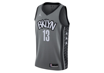 NIKE NBA BROOKLYN NETS JAMES HARDEN SWINGMAN JERSEY STATEMENT DARK STEEL GREY