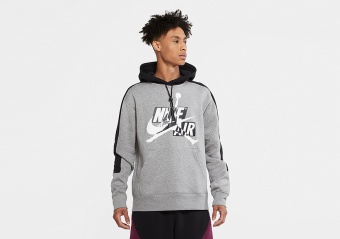 NIKE AIR JORDAN JUMPMAN CLASSICS FLEECE PULLOVER HOODIE CARBON HEATHER