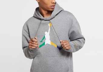NIKE AIR JORDAN SPORT DNA HBR FLEECE PULLOVER HOODIE CARBON HEATHER