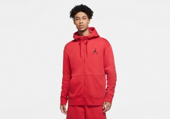 NIKE AIR JORDAN JUMPMAN AIR FLEECE HOODIE GYM RED