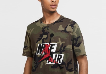 NIKE AIR JORDAN JUMPMAN CLASSICS CAMO CREW TEE MEDIUM OLIVE