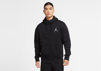 NIKE AIR JORDAN JUMPMAN AIR FLEECE FULL-ZIP HOODIE BLACK