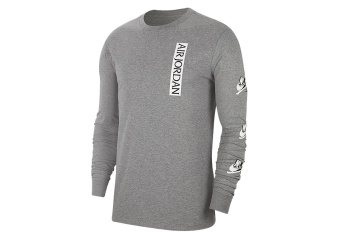 NIKE AIR JORDAN JUMPMAN CLASSICS LONG-SLEEVE CREW TEE CARBON HEATHER