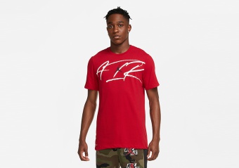NIKE AIR JORDAN AIR SCRIPT CREW DRI-FIT TEE GYM RED