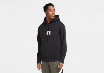 NIKE AIR JORDAN FLIGHT FLEECE PULLOVER HOODIE BLACK