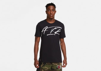 NIKE AIR JORDAN AIR SCRIPT CREW DRI-FIT TEE BLACK