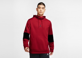 NIKE AIR JORDAN AIR THERMA FLEECE PULLOVER HOODIE GYM RED