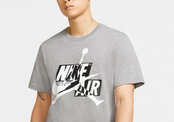NIKE AIR JORDAN JUMPMAN CLASSICS HBR CREW TEE CARBON HEATHER