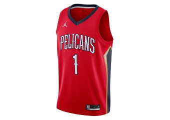 NIKE NBA NEW ORLEANS PELICANS ZION WILLIAMSON STATEMENT EDITION SWINGMAN JERSEY UNIVERSITY RED
