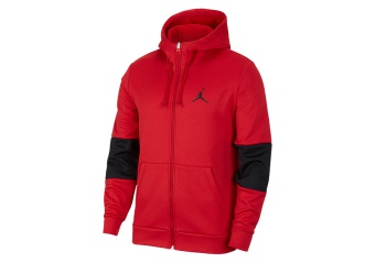NIKE AIR JORDAN THERMA FLEECE FULL-ZIP HOODIE GYM RED