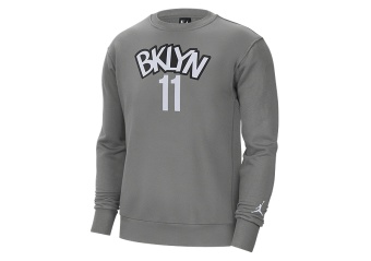 NIKE NBA BROOKLYN NETS KYRIE IRVING FLEECE CREW HOODIE DARK STEEL GREY