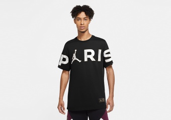 NIKE AIR JORDAN PSG PARIS SAINT-GERMAIN WORDMARK TEE BLACK