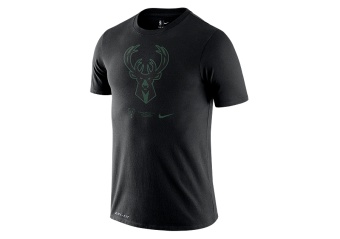 NIKE NBA MILWAUKEE BUCKS DRI-FIT LOGO TEE BLACK