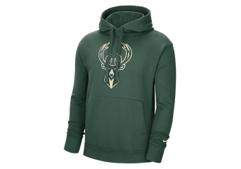 NIKE NBA MILWAUKEE BUCKS ESSENTIAL PULLOVER FLEECE HOODIE FIR