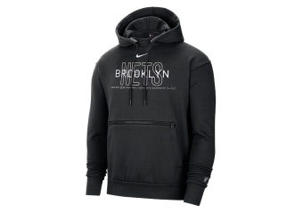 NIKE NBA BROOKLYN NETS COURTSIDE PULLOVER HOODIE BLACK