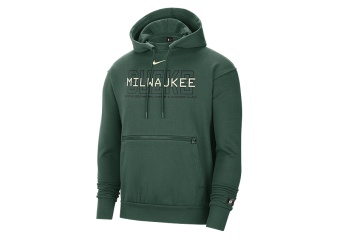 NIKE NBA MILWAUKEE BUCKS COURTSIDE PULLOVER HOODIE FIR