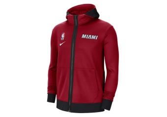 NIKE NBA MIAMI HEAT SHOWTIME THERMA FLEX HOODIE TOUGH RED
