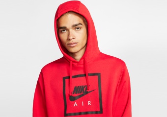NIKE AIR SPORTSWEAR PULLOVER HOODIE UNIVERSITY RED