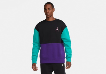 NIKE AIR JORDAN JUMPMAN AIR FLEECE CREW BLACK COURT PURPLE