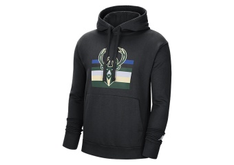 NIKE NBA MILWAUKEE BUCKS STATEMENT EDITION FLEECE PULLOVER HOODIE BLACK