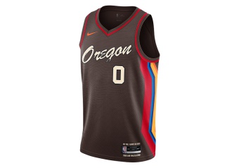 NIKE NBA PORTLAND TRAIL BLAZERS DAMIAN LILLARD CITY EDITION SWINGMAN JERSEY DARK CINDER