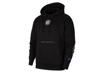 NIKE NBA BROOKLYN NETS COURTSIDE PULLOVER HOODIE BLACK