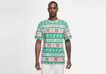 NIKE AIR JORDAN UGLY SWEATER CHRISTMAS CREW TEE LUCKY GREEN