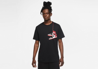 NIKE AIR JORDAN AJ1 SHOE CREW TEE BLACK