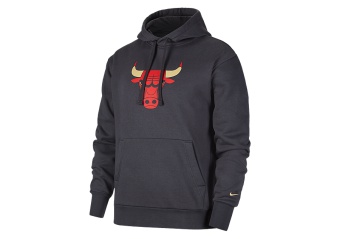 NIKE NBA CHICAGO BULLS CITY EDITION LOGO PULLOVER FLEECE HOODIE ANTHRACITE