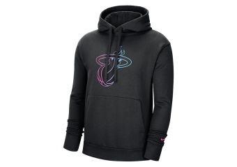 NIKE NBA MIAMI HEAT CITY EDITION LOGO PULLOVER FLEECE HOODIE BLACK