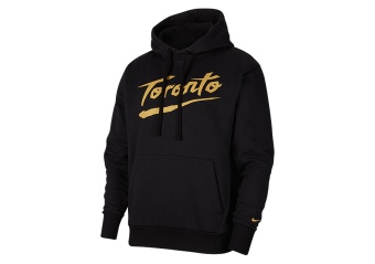 NIKE NBA TORONTO RAPTORS CITY EDITION LOGO PULLOVER FLEECE HOODIE BLACK