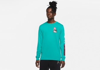 NIKE AIR JORDAN WINTER UTILITY MOUNTAINSIDE LONG-SLEEVE CREW TEE NEPTUNE GREEN