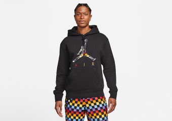 NIKE AIR JORDAN AJ3 GRAPHIC FLEECE PULLOVER HOODIE BLACK