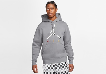 NIKE AIR JORDAN AJ3 GRAPHIC FLEECE PULLOVER HOODIE SMOKE GREY