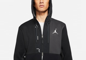 NIKE AIR JORDAN FLEECE FULL-ZIP HOODIE BLACK