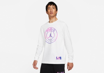 NIKE AIR JORDAN PSG PARIS SAINT-GERMAIN LONG-SLEEVE TEE WHITE