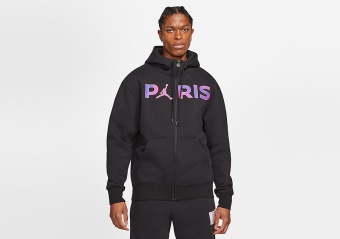 NIKE AIR JORDAN PSG PARIS SAINT-GERMAIN FLEECE HOODIE BLACK