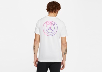 NIKE AIR JORDAN PSG PARIS SAINT-GERMAIN LOGO TEE WHITE