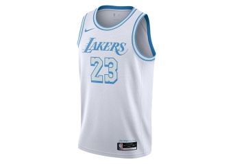 NIKE NBA LOS ANGELES LAKERS LEBRON JAMES CITY EDITION SWINGMAN JERSEY WHITE