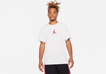 NIKE AIR JORDAN JUMPMAN DRI-FIT CREW TEE WHITE GYM RED