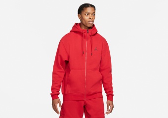 NIKE AIR JORDAN ESSENTIALS FLEECE FULL-ZIP HOODIE GYM RED