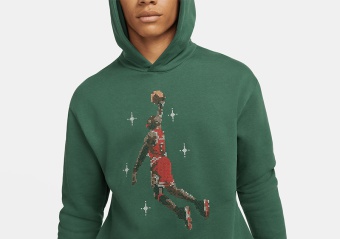 NIKE AIR JORDAN ESSENTIALS FLEECE GRAPHIC HOLIDAY HOODIE NOBLE GREEN