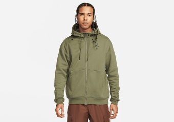 NIKE AIR JORDAN ESSENTIALS FLEECE FULL-ZIP HOODIE MEDIUM OLIVE