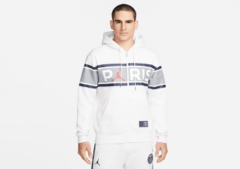 NIKE AIR JORDAN PSG FLEECE FULL-ZIP HOODIE	BIRCH HEATHER