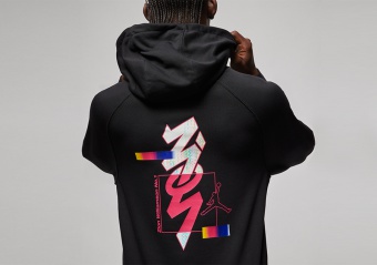 NIKE AIR JORDAN ZION DRI-FIT FLEECE HOODIE BLACK