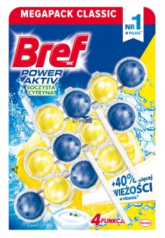 BREF Kostka do WC Lemon 3x50 g Power Active Zawieszka toaletowa
