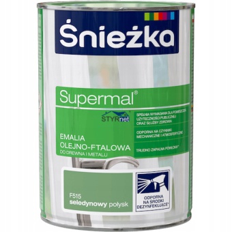 ŚNIEŻKA FARBA DO DREWNA I METALU SELEDYNOWY POŁYSK SUPERMAL EMALIA OLEJNOFTALOWA 0,8L