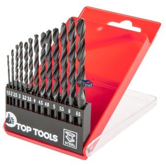 Wiertła do metalu HSS 1.5-6.5 mm zestaw 13 sztuk TOP TOOLS