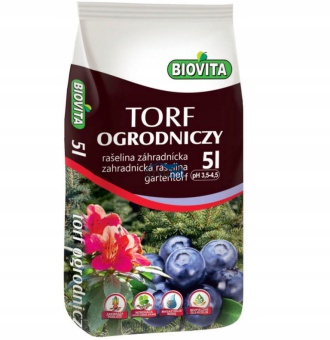 TORF NATURALNY BIOVITA OGRODNICZY KWAŚNY PODŁOŻE IGLAKI 5L