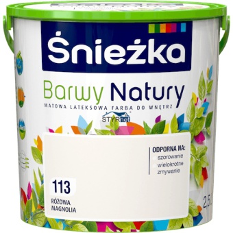 ŚNIEŻKA FARBA LATEKSOWA BARWY NATURY RÓŻOWA MAGNOLIA 2,5L